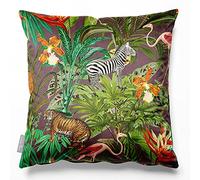 Izabela Peters Filled Cushions With Covers, Eco-Friendly Velvet, 40 cm, Jungle Fusion - Italian Grape, for Chair, Sofa, Seat, Large