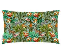 Izabela Peters Filled Cushions With Covers, Eco-Friendly Velvet, 50 x 30 cm, Jungle Fusion - Blue Surf, for Chairs, Sofas, Seats