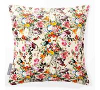 Izabela Peters Floral Dream Recycled Velvet Cushion, Ivory Cream, 50x50cm | Designed, printed & made in the UK: Each cushion is made in our studio with the Floral Dream print mirrored on both sides.