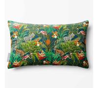 Izabela Peters Jungle Fusion Velvet Cushion, Filled, Teal, 50 x 30 cm | Filled, Double-Sided Print, Concealed Zip Cover, Washable at 30°C, Designed, Printed & Made in the UK