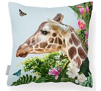 Izabela Peters Jungle Giraffe Outdoor Cushions - Waterproof, Filled, Duck Egg Blue, 43 cm Garden Chair Cushions