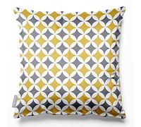 Izabela Peters® Luxurious Designer Cushion - Eco-Friendly Velvet - So Soft Touch - Bahia - Mustard & Grey - Designed, Printed & Handmade in The UK