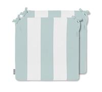 Izabela Peters Luxury Outdoor Waterproof Chair Seat Cushions Set Of 2 |High Density Foam Seat Pads for Garden Furniture, Indoors & Outdoors Dining Chairs | 3 Stripes Duck Egg Blue