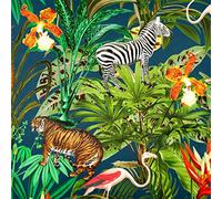 Izabela Peters Luxury Upholstery Curtain Fabric - Eco-Friendly Velvet - Designer Blind, Craft, Sewing Fabric by The Metre - Jungle Fusion - Teal - 1/2 Metre