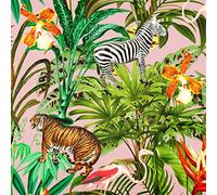Izabela Peters Luxury Upholstery Curtain Fabric - Eco-Friendly Velvet - Designer Blind, Craft, Sewing Fabric by The Metre - Jungle Fusion - Rosewater - 1 Metre