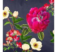 Izabela Peters Luxury Upholstery Curtain Fabric - Eco-Friendly Velvet - Designer Blind, Craft, Sewing Fabric by The Metre - Floral Glade - Graphite - 1 Metre