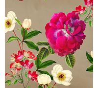 Izabela Peters Luxury Upholstery Curtain Fabric - Eco-Friendly Velvet - Designer Blind, Craft, Sewing Fabric by The Metre - Floral Glade - Taupe - 1 Metre