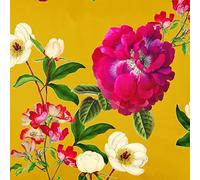 Izabela Peters Luxury Upholstery Curtain Fabric - Eco-Friendly Velvet - Designer Blind, Craft, Sewing Fabric by The Metre - Floral Glade - Mustard - 1 Metre