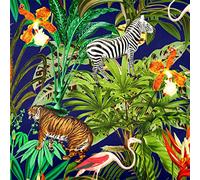 Izabela Peters Luxury Upholstery Curtain Fabric - Eco-Friendly Velvet - Designer Blind, Craft, Sewing Fabric by The Metre - Jungle Fusion - Midnight - 1 Metre