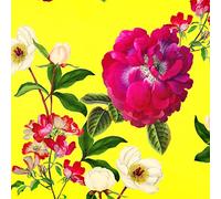 Izabela Peters Luxury Upholstery Curtain Fabric - Eco-Friendly Velvet - Designer Blind, Craft, Sewing Fabric by The Metre - Floral Glade - Saffron - 1/2 Metre