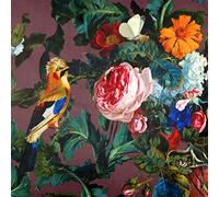 Izabela Peters Luxury Upholstery Curtain Fabric - Eco-Friendly Velvet - Designer Blind, Craft, Sewing Fabric by The Metre - Birds in Paradise - Italian Grape - Sample