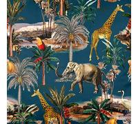 Izabela Peters Luxury Upholstery Curtain Fabric - Eco-Friendly Velvet - Designer Blind, Craft, Sewing Fabric by The Metre - Safari Voyage - Teal - 1/2 Metre
