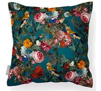 Izabela Peters Outdoor Cushions Waterproof, 43 cm, Filled, Birds in Paradise - Teal, Garden & Outdoor Chair Cushions