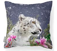 Izabela Peters Outdoor Cushions Waterproof, 43 cm, Filled Outdoor Cushion, Majestic Snow Leopard - Graphite, Garden Furniture Cushions, Outdoor Seat Cushions, Garden Chair Cushions