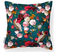 Izabela Peters Outdoor Cushions Waterproof, 43 cm, Filled Outdoor Cushion, Peruvian Paradise- Teal, Garden Furniture Cushions, Outdoor Seat Cushions, Garden Chair Cushions