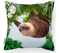 Izabela Peters Outdoor Cushions Waterproof, 43 cm, Filled Outdoor Cushion, Smiling Sloth - Duck Egg Blue, Garden Furniture Cushions, Outdoor Seat Cushions, Garden Chair Cushions