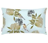 Izabela Peters Outdoor Cushions - Waterproof, 50 x 30 cm, Filled, Bird on Elderflower - Duck Egg Blue, Garden & Chair Cushions