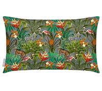 Izabela Peters Outdoor Cushions Waterproof, 50 x 30 cm, Filled Outdoor Cushion, Jungle Fusion - French Grey, Garden Furniture Cushions, Outdoor Seat Cushions, Garden Chair Cushions