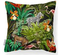 Izabela Peters Outdoor Cushions Waterproof, 60 cm, Filled Outdoor Cushion, Jungle Fusion - Charcoal, Garden Furniture Cushions, Outdoor Seat Cushions, Garden Chair Cushions