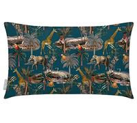 Izabela Peters Outdoor Cushions Waterproof, 60 x 40 cm, Filled Outdoor Cushion, Safari Voyage- Teal, Garden Furniture Cushions, Outdoor Seat Cushions, Garden Chair Cushions
