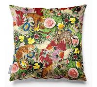 Izabela Peters Velvet Cushions - Eco-Friendly, 60 cm, Junglescape - Ivory Cream, Chair & Sofa Cushions