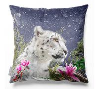 Izabela Peters Velvet Cushions - Eco-Friendly, 60 cm, Majestic Snow Leopard - Graphite, Chair & Sofa Seat Cushions