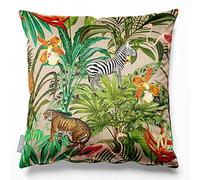 Izabela Peters Velvet Cushions - Eco-Friendly, Filled, 45 cm, Jungle Fusion - Ivory Cream, Chair & Sofa Cushions