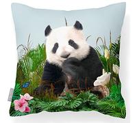 Izabela Peters Waterproof Outdoor Cushion, 43 cm, Filled, Forrest Panda - Duck Egg Blue, Garden Furniture Seat Cushions for Chairs