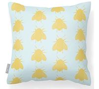 Izabela Peters Waterproof Outdoor Cushions, 43 cm, Filled, Bees - Duck Egg, Garden Furniture Seat Cushions for Chairs