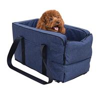 IZAKOV Console Dog Car Seat Pet Booster - Middle Armrest Doggy Travel Bed Front Carseats Carrier Bag | Travel Carrier Cage, Soft Washable Travel Bags for Dogs Cats, or Other Small Pet