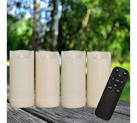 iZAN 4 Pack Flameless Battery Operated LED Pillar Candles with Remote Outdoor Waterproof Flickering Decorative Lights for Halloween Christmas Home Kitchen Décor Wedding Party Event Decorations 2”x4”
