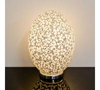 izar large white flower design mosaic glass egg table lamp