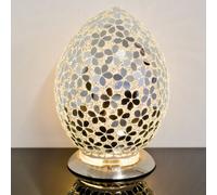 izar medium mirrored flower design mosaic glass egg table lamp