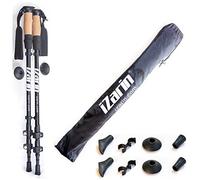 iZarin® Pair of Telescopic Aluminium Nordic Walking Poles Trekking Hiking Sticks with Carry Travel Bag & Extra Accessories Rubber Tips/Lightweight for Backpacking Mountaineering Climbing Men & Women