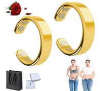 Izbdcy Ring Original Magnetic Wellness Rings, 2025 New Adjustable Open Stainless Steel Rings for Anxiety Reduction, Improve Blood Circulation,Balance Sleep,Improve Overall Health (Gold)