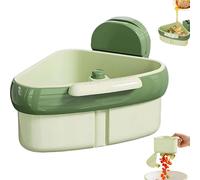 Izbdcy Suction Cup Sink Corner Rack, Food Waste Catcher for Sink, Kitchen Sink Strainer Basket with One-Press Bottom Release, Quickly Drop Collected Food Waste, No-Touch(Green)