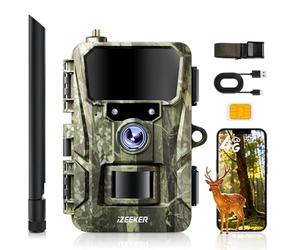 iZEEKER 4G LTE Cellular Wildlife Camera with Night Vision Motion Activated, Security Camera Outdoor Wireless HD 48MP, No WiFi Security Cam, App Control Time Lapse Loop Recording IP66 (with SIM Card)