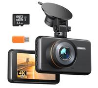 iZEEKER 4K Dash Cam, 2160P Car Camera with Free 32GB Card, Night Vision Dashcam with Loop Recording, G-Sensor Auto Lock, Parking Mode, WDR 400