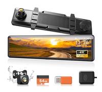 iZEEKER 4K Dual Dash Cam, 4K Touchscreen Rearview Mirror Camera, Car Camera with FREE 64GB SD Card, GPS, 12"Display, G-Sensor, Loop Recording, Parking Assistance, 24H Parking Mode, Night Vision