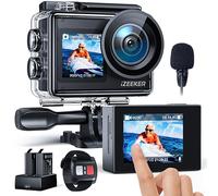 iZEEKER Action Camera 4K 24MP, 40M Waterproof Underwater Camera for Snorkeling, Dual Screen Vlogging Camera,EIS, 170°Wide Angle, 2×1350mAh Batteries, WiFi, Remote Control,External Mic, Accessories