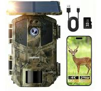iZEEKER Wildlife Camera with Night Vision Motion Activated, Wildlife Camera WiFi Solar 4K 64MP with 32GB Micro SD Card, Trail Camera 5200mAh Battery 0.1s Trigger IP66 Waterproof Garden Monitoring