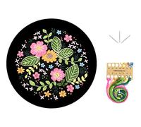 IZEERA Embroidery Set for Crochet Starter Kit - DIY Embroidery Starter kit for Adults Beginners - Stamped Floral Pattern with Instructions, Threads and Needles for Crewel Sewing Craft Kit