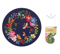 IZEERA Embroidery Set for Cross Stitching Embroidery Starter Kit for Adults Beginners - DIY Stamped Floral Pattern with Instructions, Color Threads and Needles for Crochet Sewing Craft Kit