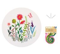 IZEERA Embroidery Set for Cross Stitching Embroidery Starter Kits for Adults Beginners - DIY Stamped Floral Pattern with Instructions, Threads and Needles for Crochet Sewing Craft Kit