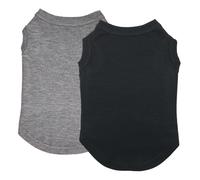 Izefia 2 Pieces Dog Shirts Clothes 2pcs T Shirt for Small Dog Breathable Blank Shirts Cool Summer Cotton Tank Top Vest for Small Dog Puppy Medium Cat Black and Grey M