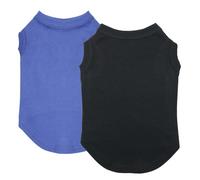 Izefia 2 Pieces Dog Shirts Clothes 2pcs T Shirt for Small Dog Breathable Blank Shirts Cool Summer Cotton Tank Top Vest for Small Dog Puppy Medium Cat Black and Blue XS