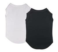 Izefia 2 Pieces Dog Shirts Clothes 2pcs T Shirt for Small Dog Breathable Blank Shirts Cool Summer Cotton Tank Top Vest for Small Dog Puppy Medium Cat Black and White XL