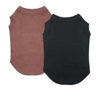 Izefia 2 Pieces Dog Shirts Clothes 2pcs T Shirt for Small Dog Breathable Blank Shirts Cool Summer Cotton Tank Top Vest for Small Dog Puppy Medium Cat Black and Brown XL