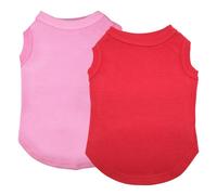 Izefia 2 Pieces Dog Shirts Clothes 2pcs T Shirt for Small Dog Breathable Blank Shirts Cool Summer Cotton Tank Top Vest for Small Dog Puppy Medium Cat Pink and Red XS
