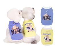 Izefia 2 Pieces Dog Shirts Clothes T Shirt for Small Dog Breathable Bear Pattern Cool Summer Cotton Tank Top Vest Puppy Cat M